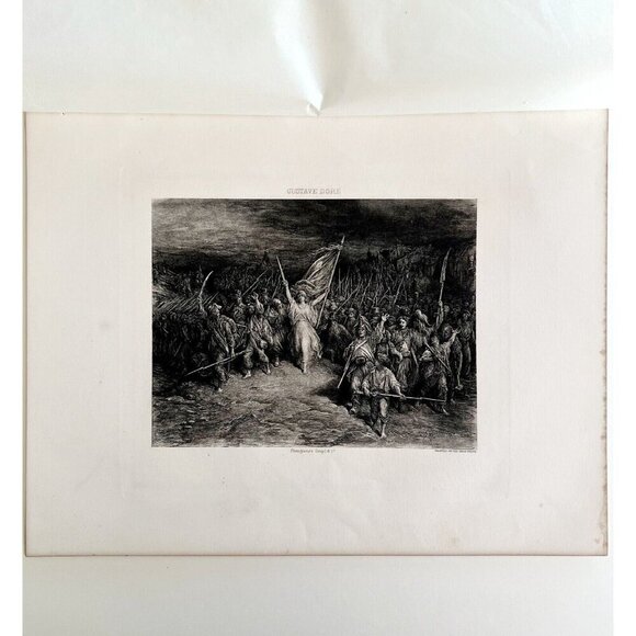 The Marseillaise Gustave Dore Photogravure Victorian 1894 France Anthem DWP2A - Picture 2 of 3